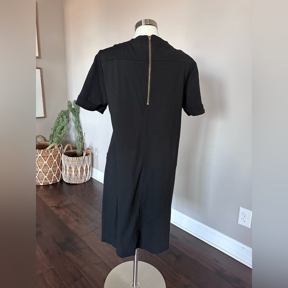J. Crew Pocket Midi Dress Sheath Gold Zipper Career Business Casual Black W's 14 - Picture 6 of 12